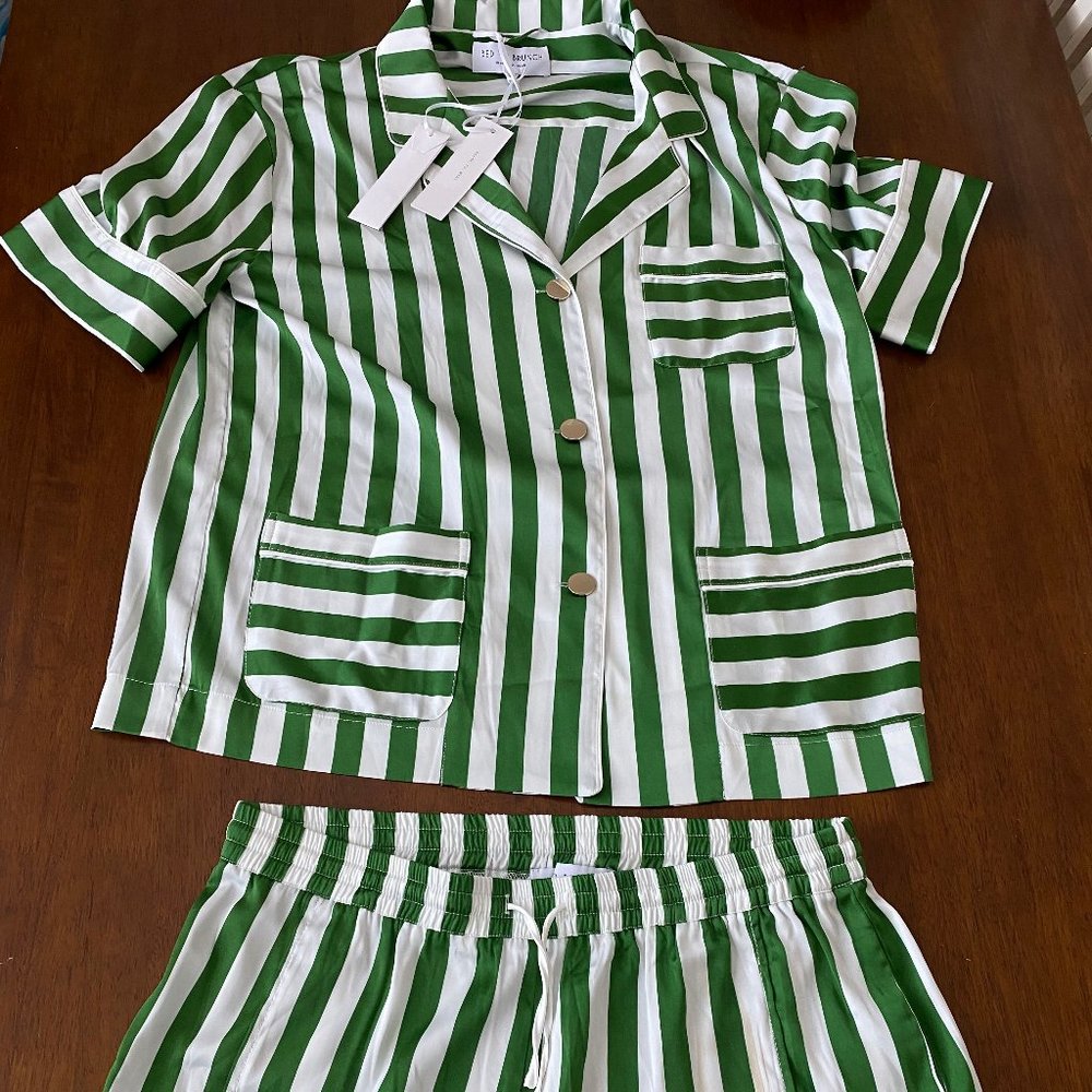 Bed to Brunch Short Stripe Satin Pajamas - Picture 1 of 8